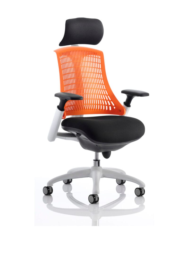Flex Medium Back White Frame Task Operator Office Chair with Arms - Image 23