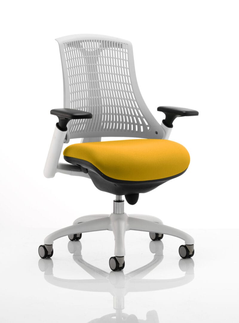 Flex Medium Back White Frame Task Operator Office Chair with Arms - Image 33