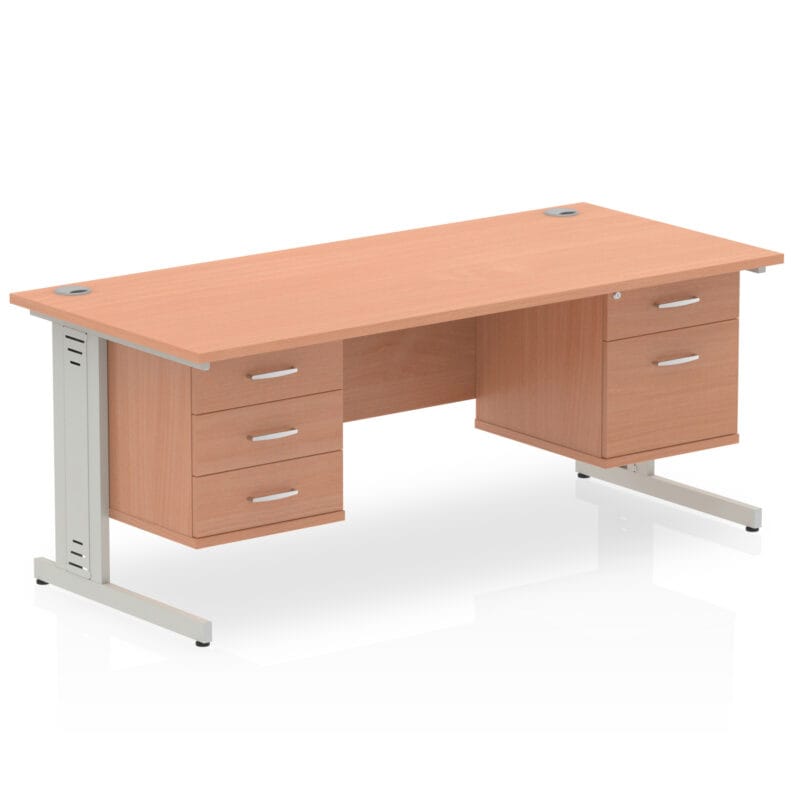 Impulse 1800mm Cable Managed Straight Desk With Two Fixed Pedestal - Image 2