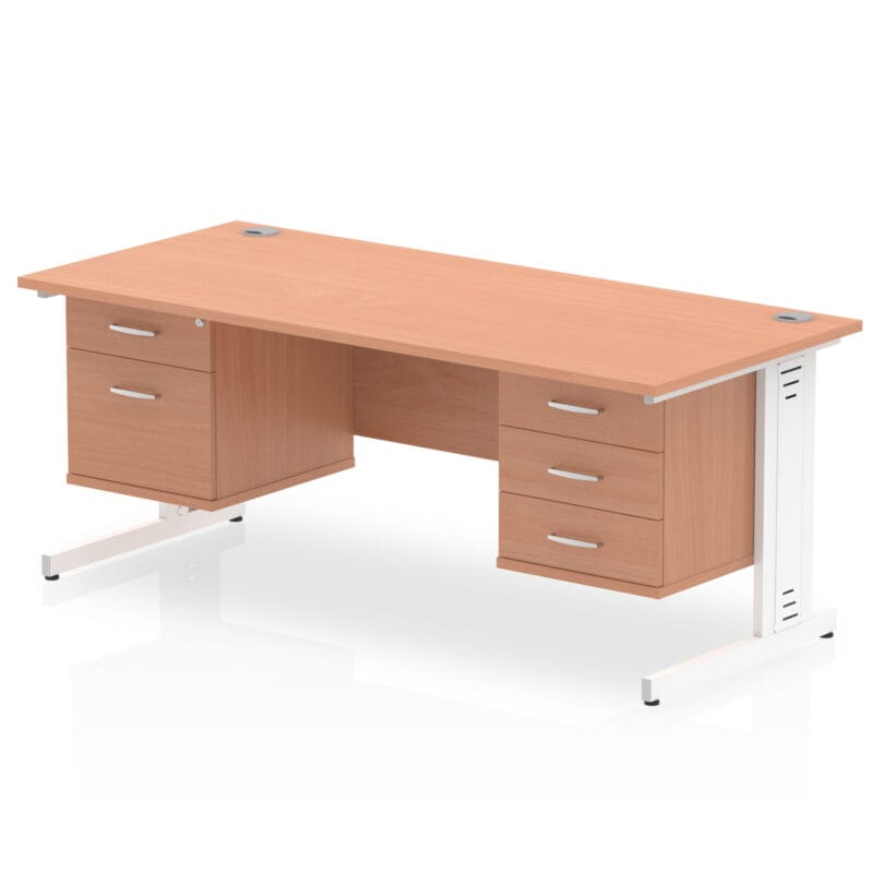 Impulse 1800mm Cable Managed Straight Desk With Two Fixed Pedestal - Image 3