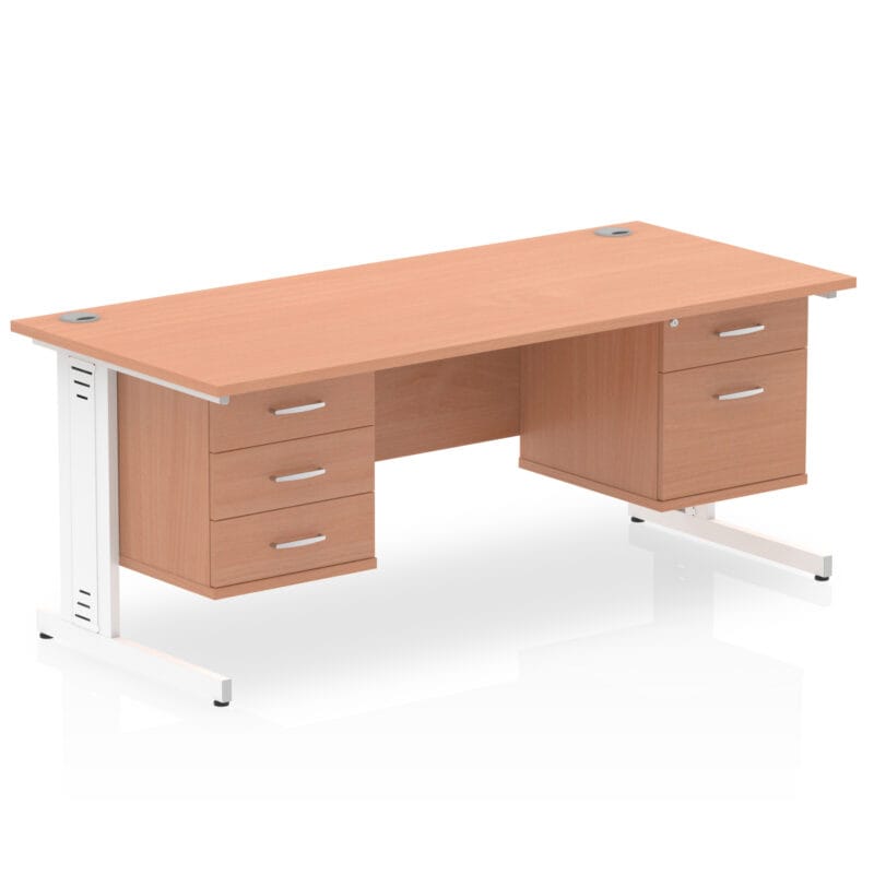 Impulse 1800mm Cable Managed Straight Desk With Two Fixed Pedestal - Image 4