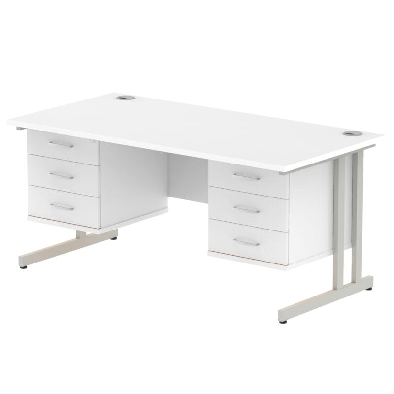 Impulse 1600mm Cantilever Straight Desk With Two Fixed Pedestal - Image 45