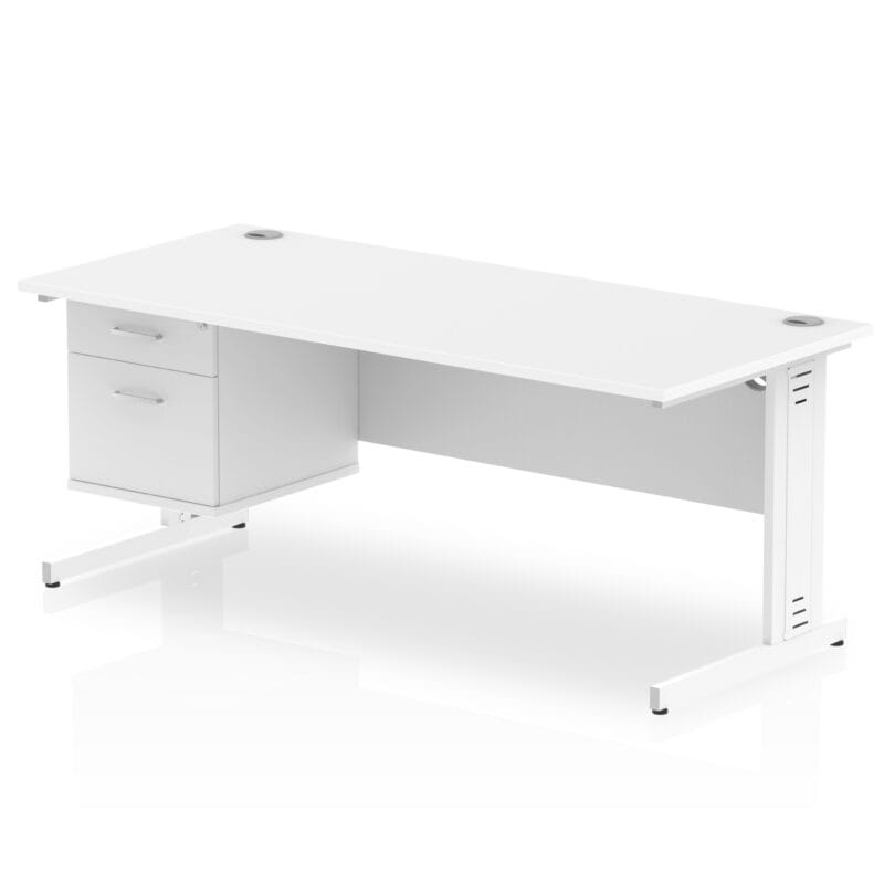 Impulse 1800mm Cable Managed Straight Desk With Single Fixed Pedestal - Image 39