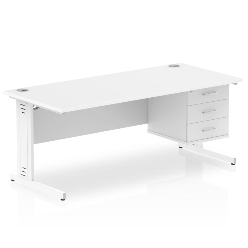 Impulse 1800mm Cable Managed Straight Desk With Single Fixed Pedestal - Image 44