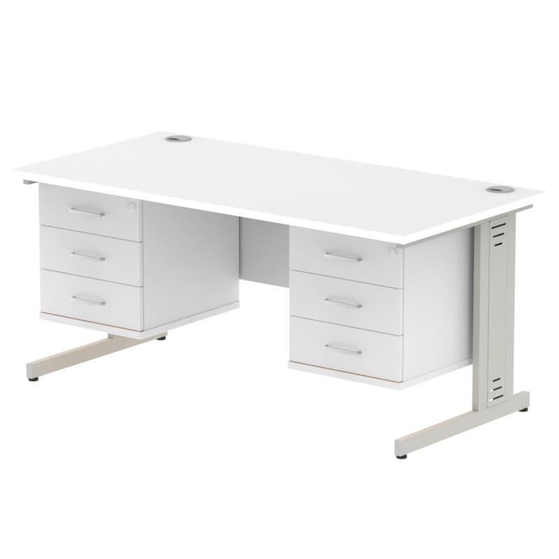 Impulse 1600mm Cable Managed Straight Desk With Two Fixed Pedestal - Image 42