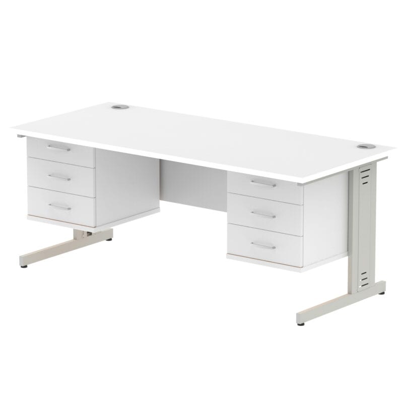 Impulse 1800mm Cable Managed Straight Desk With Two Fixed Pedestal - Image 43