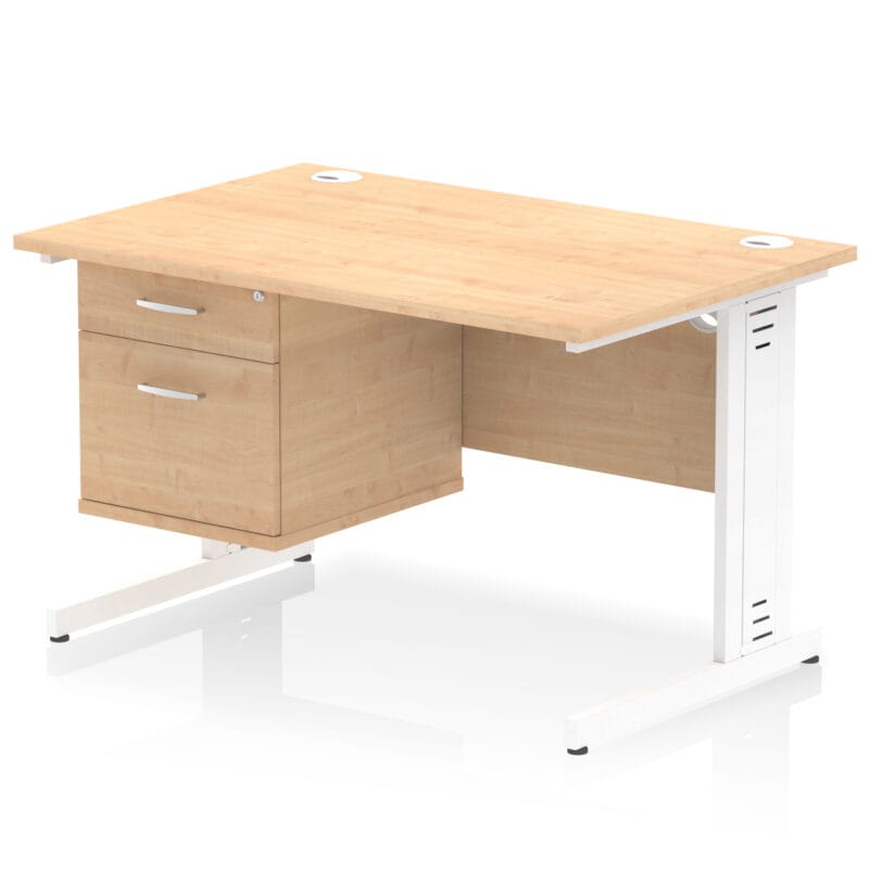 Impulse 1200mm Cable Managed Straight Desk With Single Fixed Pedestal - Image 17