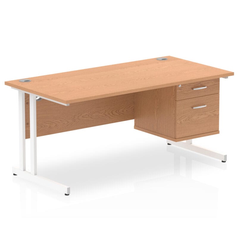Impulse 1600mm Cantilever Straight Desk With Single Fixed Pedestal - Image 12