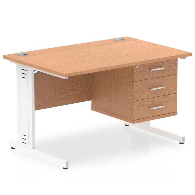Impulse 1200mm Cable Managed Straight Desk With Single Fixed Pedestal - Image 28