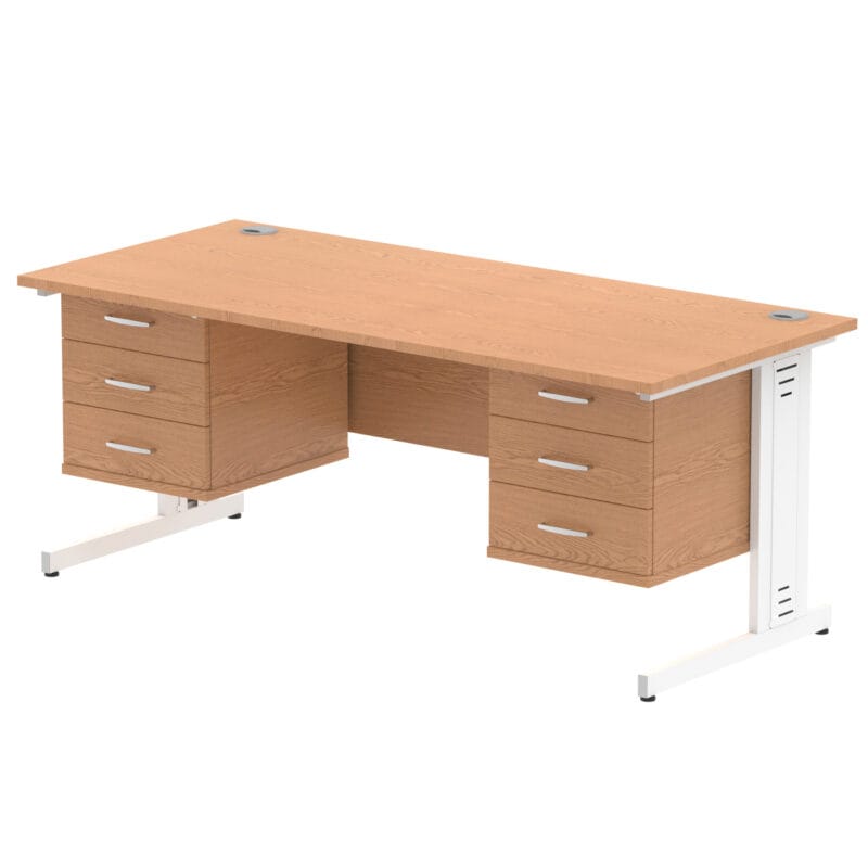 Impulse 1800mm Cable Managed Straight Desk With Two Fixed Pedestal - Image 30