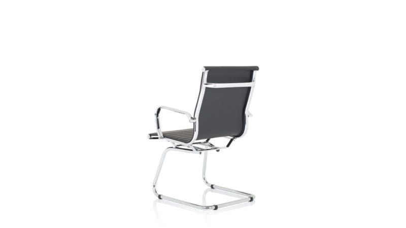 Nola Black Leather Cantilever Visitor Chair with Arms - Image 2