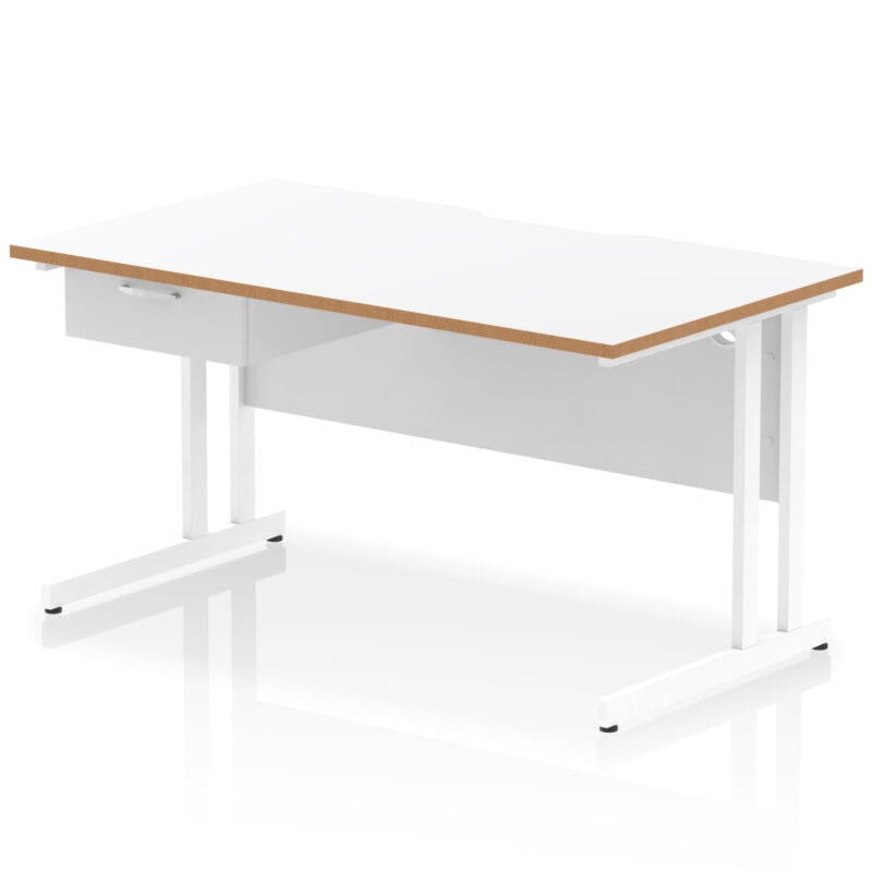 Impulse Scalloped Edge Cantilever Straight Desk With Single One Drawer Fixed Pedestal - Image 38