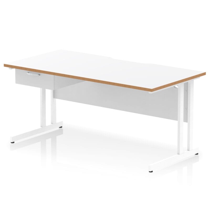 Impulse Scalloped Edge Cantilever Straight Desk With Single One Drawer Fixed Pedestal - Image 39