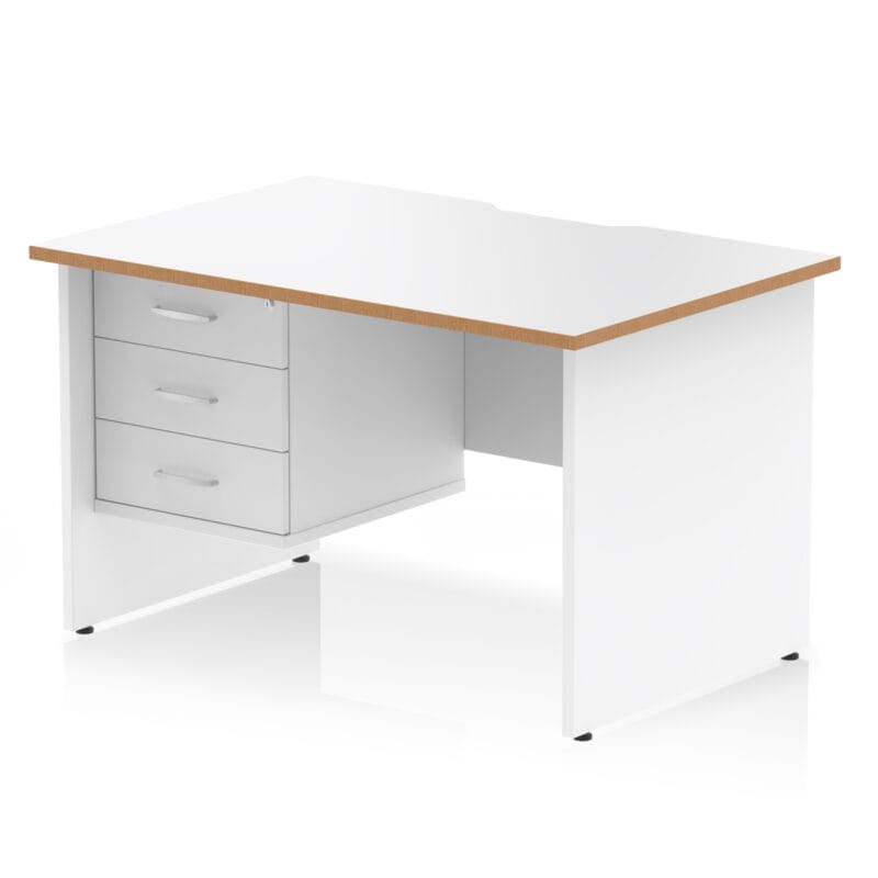 Impulse Scalloped Edge 1200mm Panel End Straight Desk With Single Fixed Pedestal - Image 2