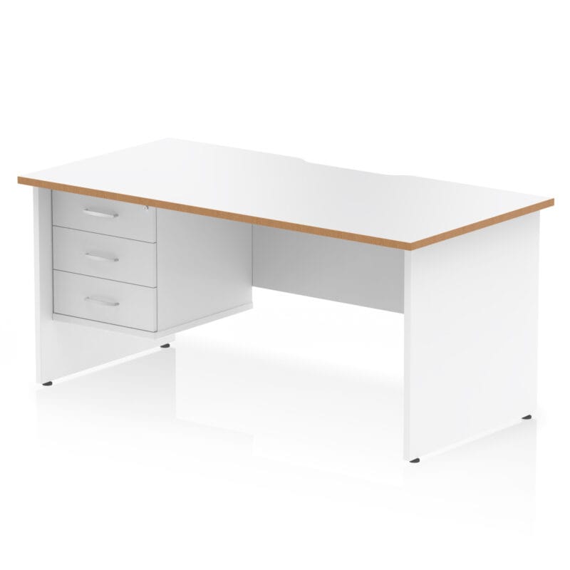 Impulse Scalloped Edge 1600mm Panel End Straight Desk With Single Fixed Pedestal - Image 2