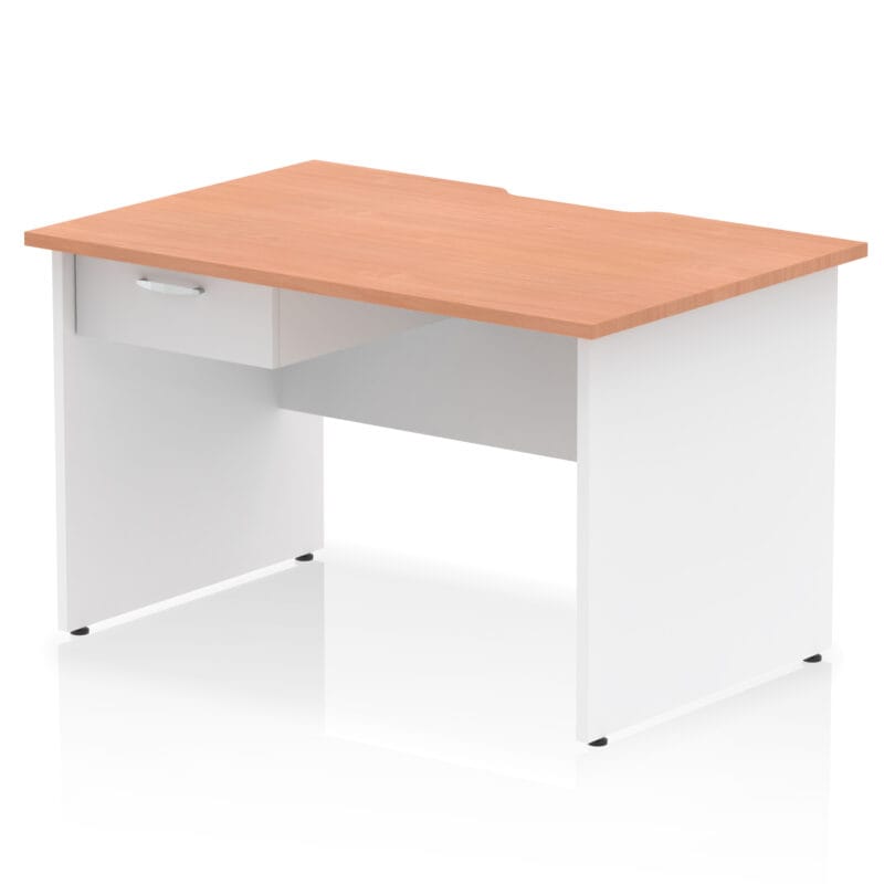 Impulse Scalloped Edge Panel End Straight Desk Frame With Single One Drawer Fixed Pedestal - Image 22