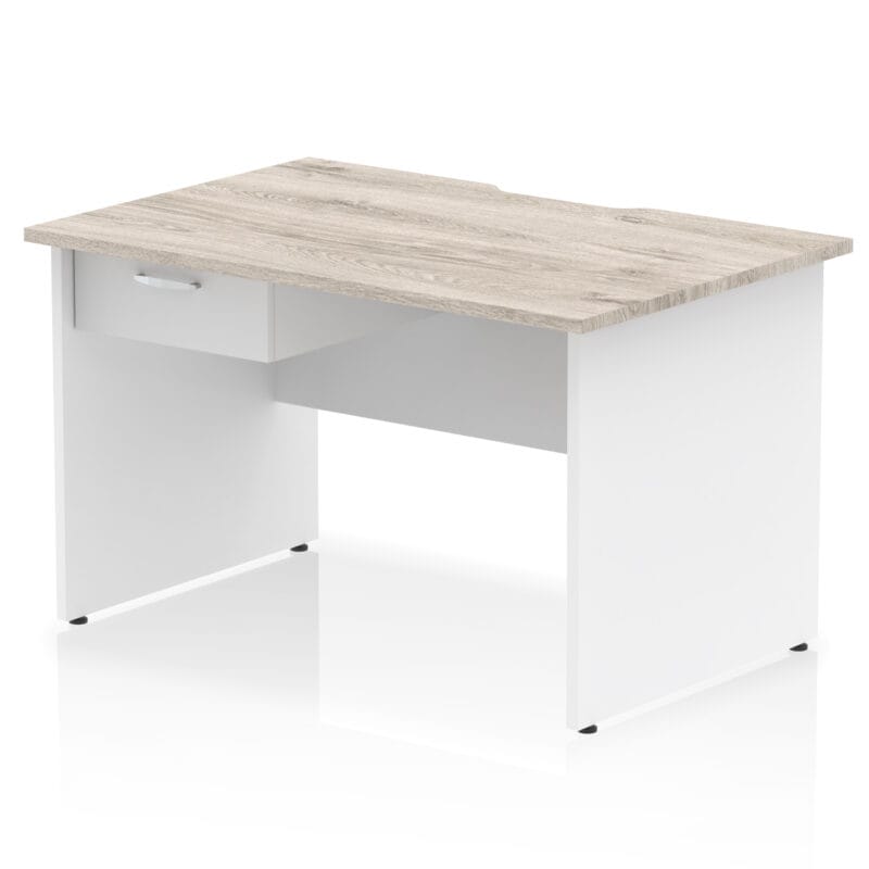 Impulse Scalloped Edge Panel End Straight Desk Frame With Single One Drawer Fixed Pedestal - Image 23