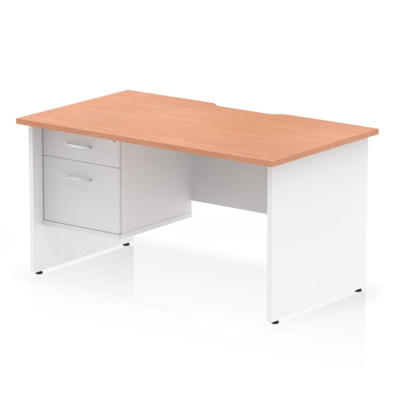 Impulse Scalloped Edge 1400mm Panel End Straight Desk With Single Fixed Pedestal - Image 9