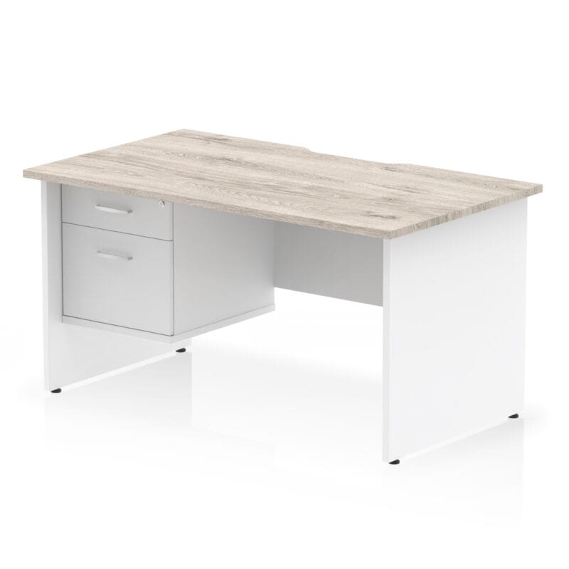 Impulse Scalloped Edge 1400mm Panel End Straight Desk With Single Fixed Pedestal - Image 10