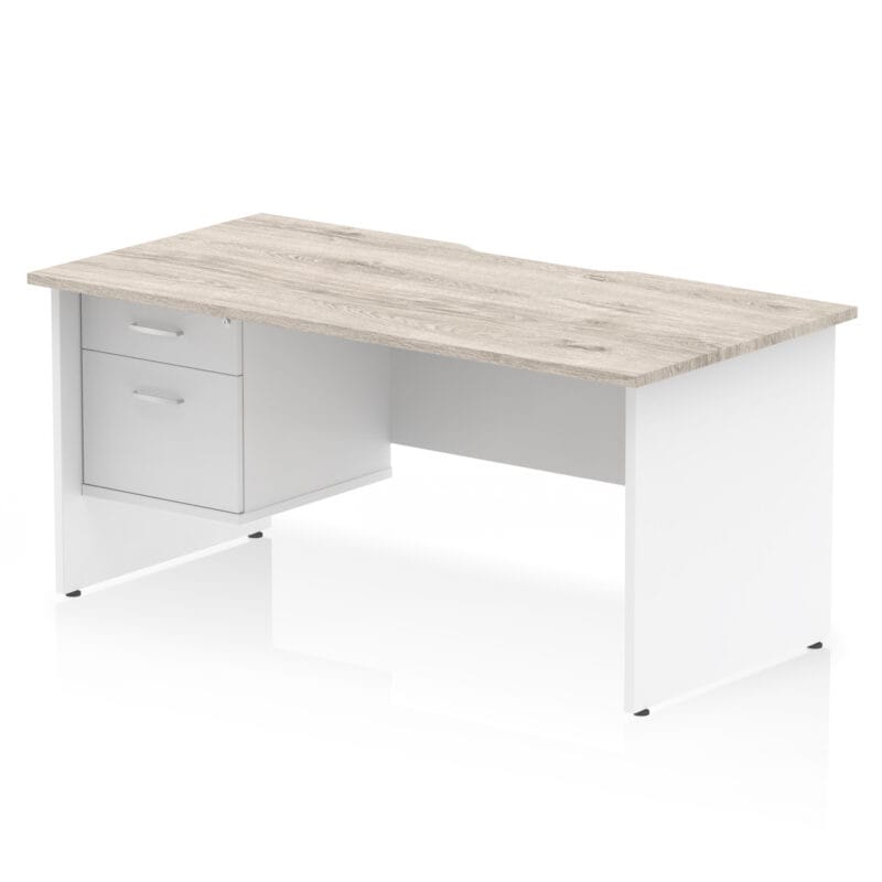 Impulse Scalloped Edge 1600mm Panel End Straight Desk With Single Fixed Pedestal - Image 10