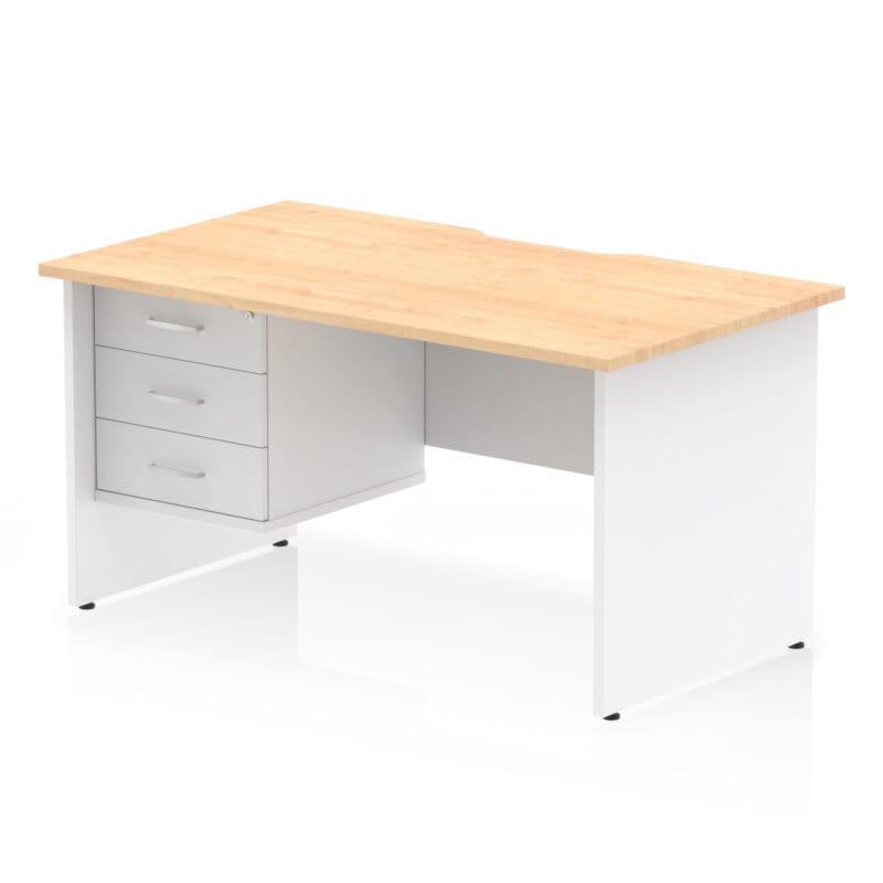 Impulse Scalloped Edge 1400mm Panel End Straight Desk With Single Fixed Pedestal - Image 22