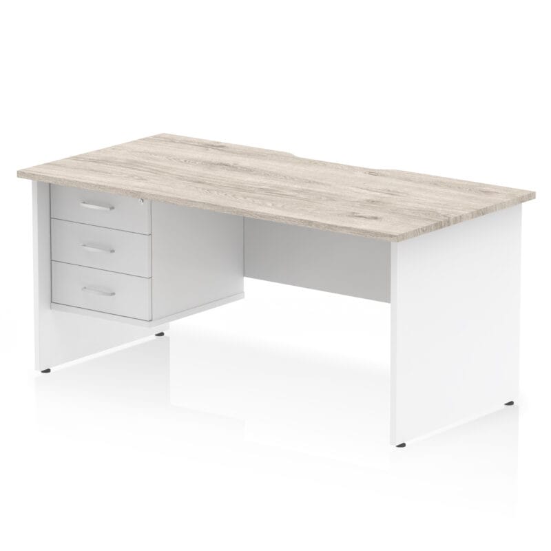 Impulse Scalloped Edge 1600mm Panel End Straight Desk With Single Fixed Pedestal - Image 21