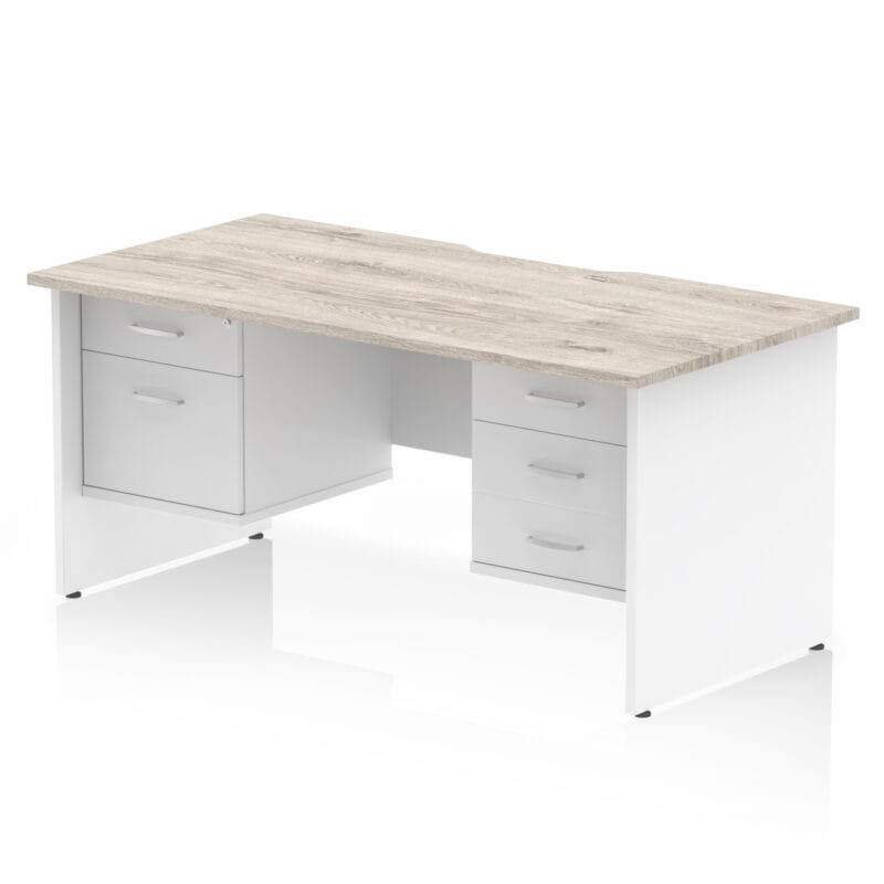 Impulse Scalloped Edge 1600mm Panel End Straight Desk With Two Fixed Pedestal - Image 11