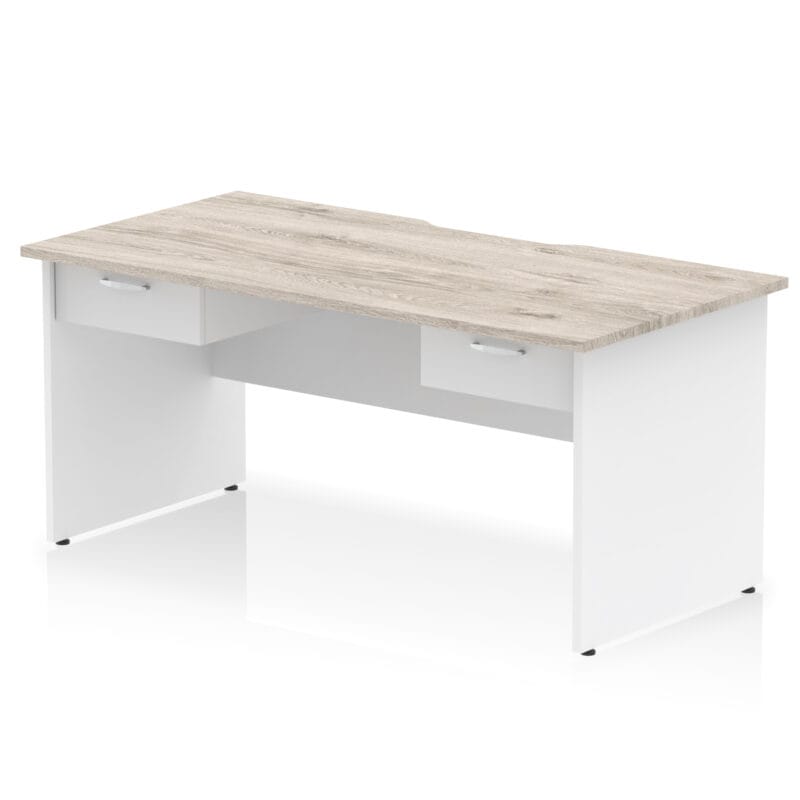 Impulse Scalloped Edge Panel End Straight Desk Frame With Two One Drawer Fixed Pedestals - Image 9