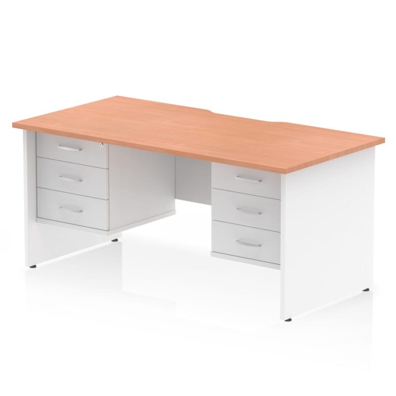 Impulse Scalloped Edge 1600mm Panel End Straight Desk With Two Fixed Pedestal - Image 32